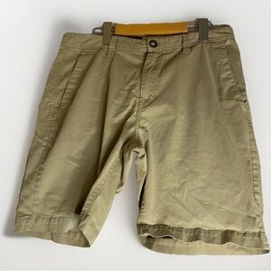 Volcom Stone Chino Shorts Khaki Brown Men's Size 34 Waist 10” Inseam Stretch Zip